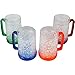 Lily's Home Double Wall Gel-Filled Acrylic Freezer Stein Mugs, Great as Old Fashion Drinking Glasses at BBQs and Parties, Clear with Assorted Color Accents (16 oz. Each, Set of 4)