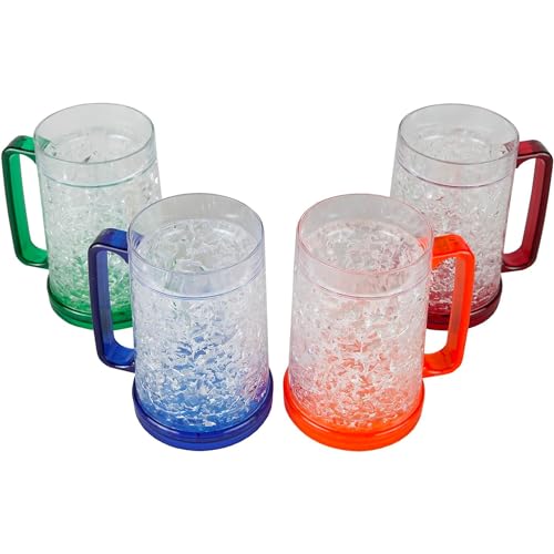 Lily's Home Freezer Beer Mugs - Set of 4 Freezable Gel-Filled 16 oz BPA-Free Acrylic Frozen Mugs for Outdoor Entertaining and Gifting by Lily's Home - Used condition - US$23.01