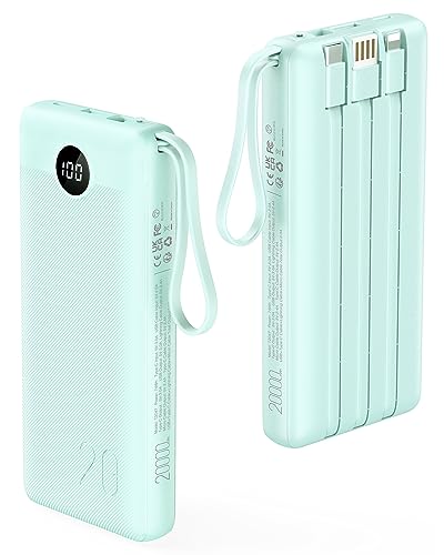 VRURC Portable Charger 20000mAh, Built-in Cables Fast...