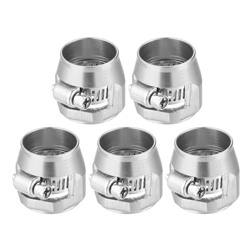 X AUTOHAUX 5 Pcs AN10 Hex Car Hose Finisher Pipe Clamp with Screw Silver Tone