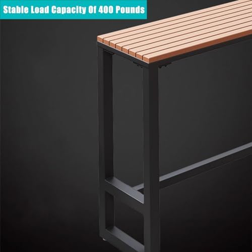 Modern Waterproof Trestle Bar Table - Rectangular Outdoor Dining Table for Balcony & Patio, Narrow Wood Counter Height Table (78.7”L x 15.7”W x 41.3”H, White)