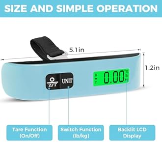 BAGAIL Digital Luggage Scale, 110lbs Hanging Baggage Scale with Backlit LCD Display, Portable Suitcase Weighing Scale, Travel Luggage Weight Scale with Hook, Strong Straps for Travelers