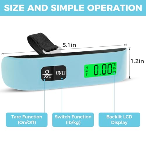 BAGAIL Digital Luggage Scale, 110lbs Hanging Baggage Scale with Backlit LCD Display, Portable Suitcase Weighing Scale, Travel Luggage Weight Scale with Hook, Strong Straps for Travelers