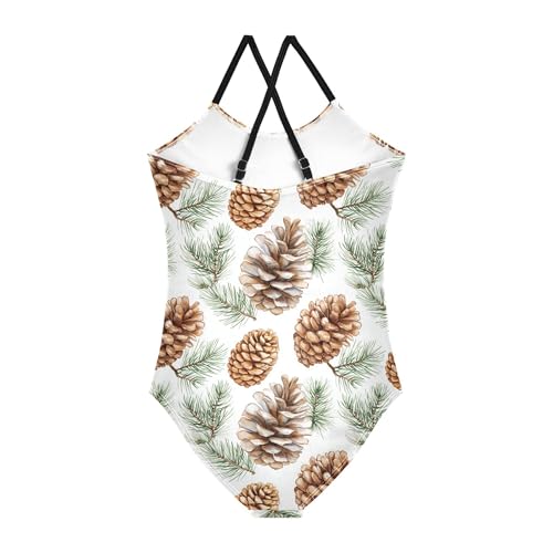 Girl's Swimsuit 1-Piecing Bathing Suits for Teens Swim Suit for Girls Girls' Swimwear Pine Cones Pine Branches2