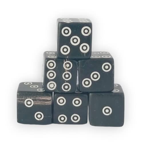 Cords Essentials D6 Viking/Medieval Betting Bone Dice Set Of 6 - (9/16 Inch Or 14-15 Mm) Thick (Horn) #TOP1