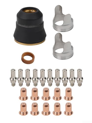 Gdfnmogo Juego de consumibles de cortador de plasma para Pt-60 Ipt60 Jasic Pro Cut 45 - Boquilla de punta de electrodo, espaciador de espiral, guía de soporte de anillo, juego de 24 piezas