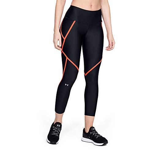 Under Armour Women's HeatGear Armour Edgelit Ankle Crop Leggings, Black (002)/Metallic Silver, Medium