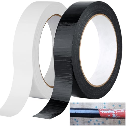 Nadinsta 2 Rollos Cinta Americana Extrafuerte, 30m x 23mm Cinta Adhesiva de Gris, Cinta Negra y Blanco Adhesiva, Cinta de tela resistente para Reparaciones, Fijación, Embalaje, Marcado y Sellado