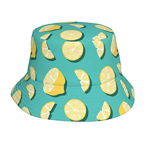 IQOPPEDR Chapeau cloche citron pour homme et femme - Chapeau bob de plage - Chapeau de soleil pliable pour l'été et l'extérieur, Comme indiqué sur la photo, Taille unique