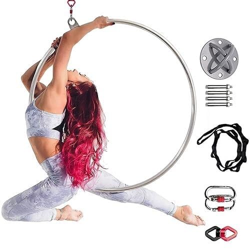 Juego de aro aéreo acero inoxidable: equipo profesional circo y acrobacia aérea for actuaciones, fitness yoga . Aro lira robusto for entrenamiento en estudio casa