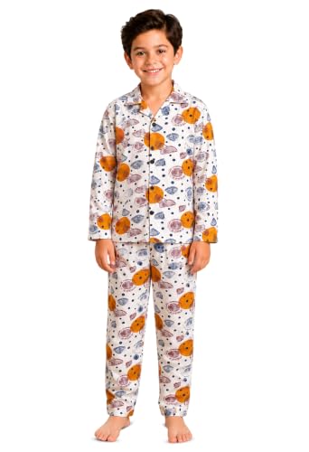 Image of 3BROS Kid's Pure Cotton Full Sleeves Night Suit /Dress for Boys /Girls Full Pajama & Top Sleep Suit Combo Set