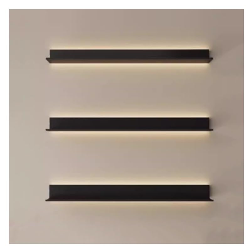 Genérico Estantería Colgante de Pared, estantería metálica iluminada de Pared, estantes flotantes Multicapa de Pared, estantes flotantes versátiles con Luces LED - Negro, estantería metálica iluminad