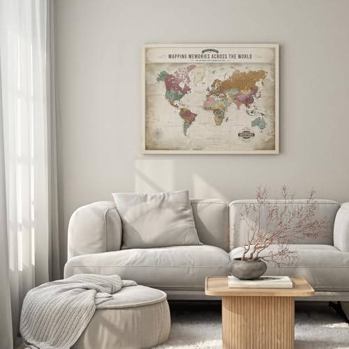Image of DECORARTS - Vintage Soft Pastel World Map Canvas Wall Art, World Maps for Wall Decor, Hand-Stretched Giclee Print, Living Room Dining Office Home Decor, Ready to Hang, Handcrafted in USA, 30x24''