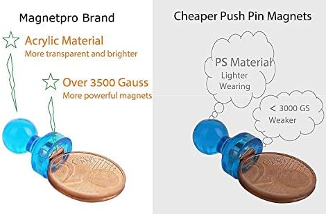 21 Fridge Magnets Whiteboard Magnets Strong Magnetic Push Pins for Whiteboard Noticeboard Refrigerator Map Assorted Colour (21)