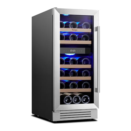 Yeego 15'' Wine Cooler Refrigerator - 28 Bottles Dual Zone Wine Fridge
