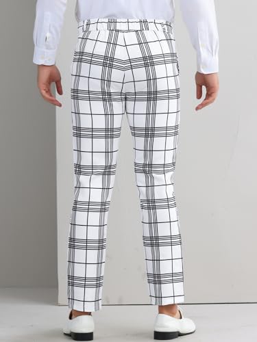 Lars Amadeus Plaid Dress Pants for Men's Flat Front Chino Contrasting Colors Business Tartan Trousers3