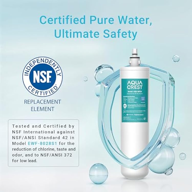 AQUA CREST FQK1R, GXULQR Under Sink Water Filter, Replacement for GE FQK1R, GXULQR, Compatible with GE GXK140TNN and GXULQK systems, NSF/ANSI 42 372, 2K Gallons, Reduces Lead, Chlorine, 2 Pack