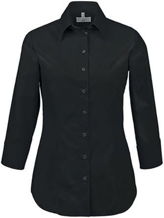GREIFF Camicia Da Donna Con Manica 3/4 E Colletto A Risvolto – Vestibilità Normale, Tessuto Elasticizzato Fair Trade – Bianco Taglia 42