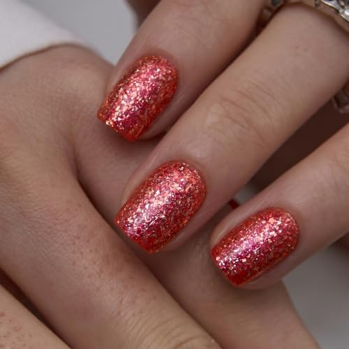 Image of CurvLife Soft Gel Square Press-On Nails Short, Reusable Fake Nails with Glue & Adhesive Tabs, 30PCS Salon-Quality Stick-On Nails for At-Home Manicure (Scarlet Blaze)