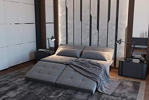 Ottoman Sofa Bed Grey - 4 in 1 SofaBed | Recliner | Single Bed | Ottoman | Futon with Selected Fabric and Unique Sturdy Frame for Small Space