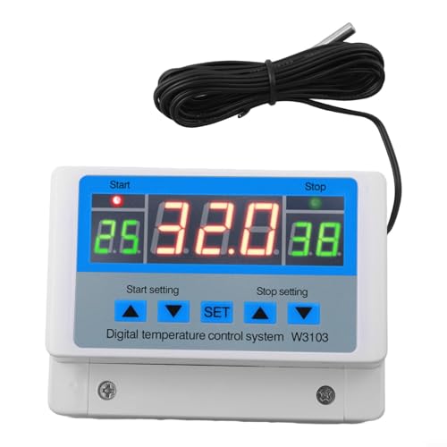 Digital Thermostat Temperature Controller 30A High Power Precise Control AC 220V DC 12V 24V Timer Function Adjustable Range Plastic Metal White Blue Heating Cooling for Industrial DIY(DC12V 300W)