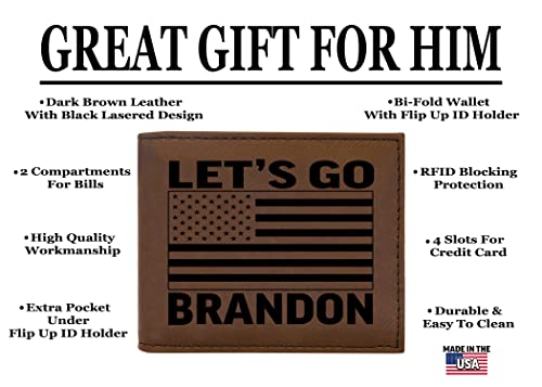 Rogue River Tactical USA American Flag Anti Biden Lets Go Brandon Men's Leather Bifold Wallet RFID Gift For Him Dad Father United States Billfold Conservative Republican2