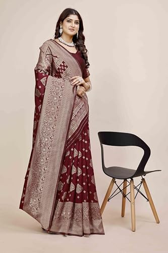 Image of Shasmi Women's Banarasi Saree Pure Kanjivaram Silk Saree Soft new ladies 2025 Design Wear Pattu Sarees Party Sari collections With Blouse Piece for Wedding sadi (PARI-218)