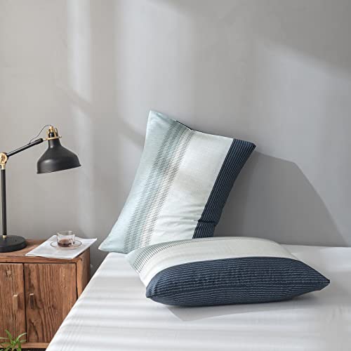 Boy Stripe Duvet Cover Cotton Twin Bedding Geometric Stripe Comforter Cover Modern Style White Blue Gray Quilt Cover Adults Bedding Simple Stripe Print Duvet Comforter Cover With 2 Pillowcases #TOP6