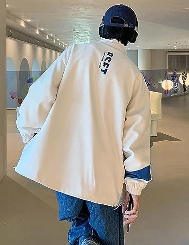 Yimoon Men's Varsity Jacket Vintage Letter Print Motorcycle Jacket Oversized Patchwork Unisex Streetwear4