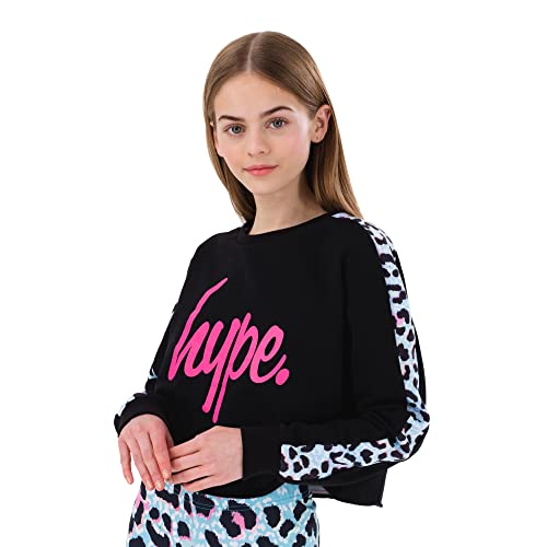 HYPE GIRLS BLUE ICE LEOPARD SCRIPT CROP CREW NECK Size: 11/12Y
