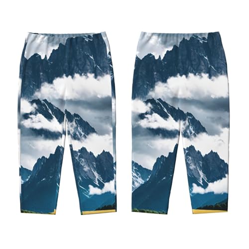 Landscape with Mountains and Clouds Print Casual Wear Home Relaxation Soft Pajama Pants Women Men Trousers Themed Parties3