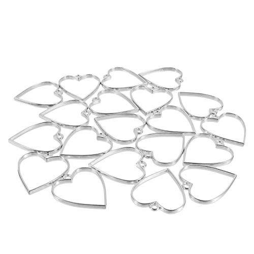 EXCEART 20Pcs Abrir Moldura Encantos Do Coração DIY Oco Out Em Forma de Coração Moldura Bandeja Ping