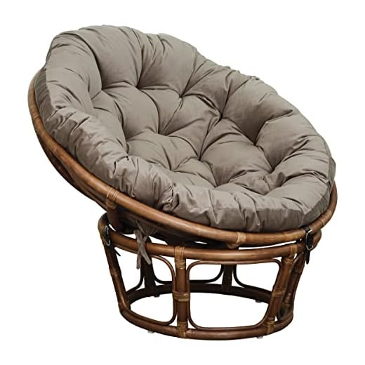 OSP Home Furnishings Rattan Papasan Chair, Brown Frame with Green Cushion