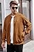 VOGSTART Men Cozy Fashion Shirts Cool Regular Jacket Solid Heavyweight Bomber Full Zipper Longsleeve Stretch Suede Coatigan Vintage Streetwear Baseball Western Coat Camel S