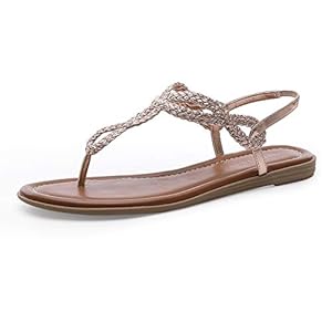 CentroPoint Women’s Braided T-strap Thong Slip On Flat Sandals With Elastic Brand Roman Gladiator Fashion Flip Flop Shoes