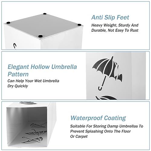 Porte-parapluie multifonction en métal blanc pour hôtel et bureau - 6