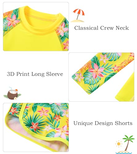 Image of Vogseek Girls Rash Guard Swimsuits 2 Piece Bathing Suit UPF 50+ Summer Swimwear Size 7-12T