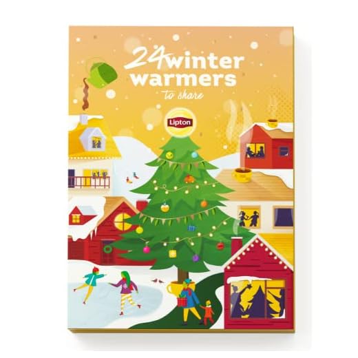 Lipton Tea Advent Calendar 2022, Calendario dell'avvento senza cioccolato, Tè nero, Tè verde, infusi di erbe, Il regalo perfetto per gli amanti del tè nel periodo natalizio, ​48 filtri​