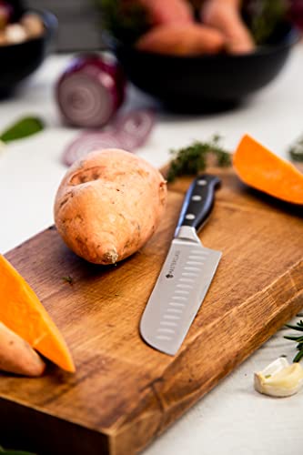 MasterClass Santokumesser, Edgekeeper rostfreier Stahl Selbstschärfendes Santokumesser, 12 cm (5"), Schalenverpackung, Schwarz – Ansicht 5