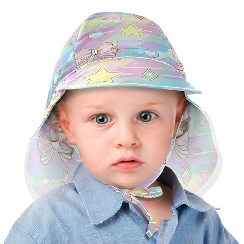 Bow Star Cartoon Toddler Sunhat Baby Boys Bucket Hat Girl Sun Protection Neck Flap Traveling Camping2
