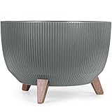 KONZEPT Blumentopf mit Füßen – großer Blumenkübel aus Kunststoff, runde Pflanzschale 40 cm – modern & wetterfest, für Innen und Außen