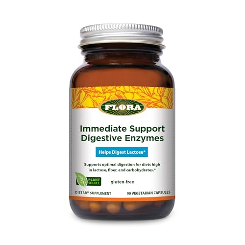 Udo's Choice Flora - Immediate Support Digestive Enzymes - Supports Lactose Digestion, Bloating, Heartburn & Gas - Contains 7 Enzymes - Gluten-Free - 90 Vegetarian Capsules Udo's Choice Flora - Immediate Support Digestive Enzymes - Supports Lactose Digestion, Bloating, Heartburn & Gas - Contains 7 Enzymes - Gluten-Free - 90 Vegetarian Capsules