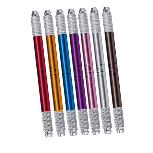 Bolígrafo para tatuajes de cejas manual de aluminio, set multicolor de doble punta de 7 piezas