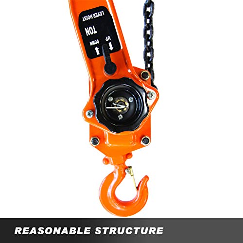 HONYTA Manual Lever Block Chain Hoist 3 Ton, 6000 lbs Chain Hoist Come Along 10Ft (3M), Chain Hoist With Hook for Warehouse Garages Construction Zones - Thumbnail 4
