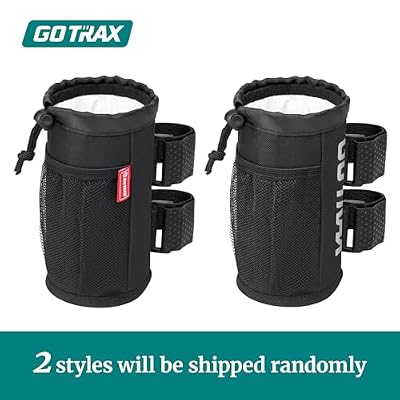 GOTRAX Cup Holder, Bike Water Bottle Holder for E Scooters & E-Bikes - Adaptable, No-Screw Installation, Mesh Pockets, Sticky Straps - Fits Cups Diameter Less Than 3.15in/8cm - Black