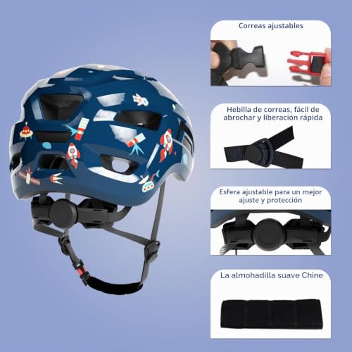 Miniatura 3 de Xjd Casco Bicicleta Niño Casco De Ciclismo Ajustable Casco Patines Para Niños Niñas De 2 A 8 Años Casco Infantil Con Certificación Ce Para Scooter Rollerskate Y Ciclismo Otros Múltiples Deportes