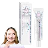 Denture Adhesives Cream,Dental Glue for False Teeth,Strong Hold Thermoplastic Adhesive Gel for Refitting & Tightening,Zinc-Free,Flavour Free,All Day Protection for Full/Partial Dentures - Image 1