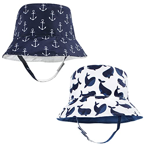 Hudson Baby Unisex Baby Sun Protection Hat, Whale Anchor, 0-12 Months