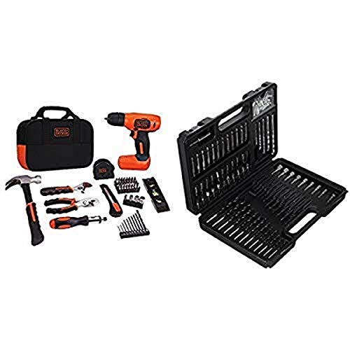 BLACK+DECKER 8V Drill & Home Tool Kit, 57 Piece (BDCD8PK) with BLACK+DECKER BDA91109 Combination Accessory Set, 109-Piece