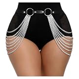 JASGOOD Women Punk Waist Chain Belt Black Leather...